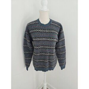 Club Room Vintage Wool Lambswool Pullover Crew Green Fair Isle Grandpa Sweater M